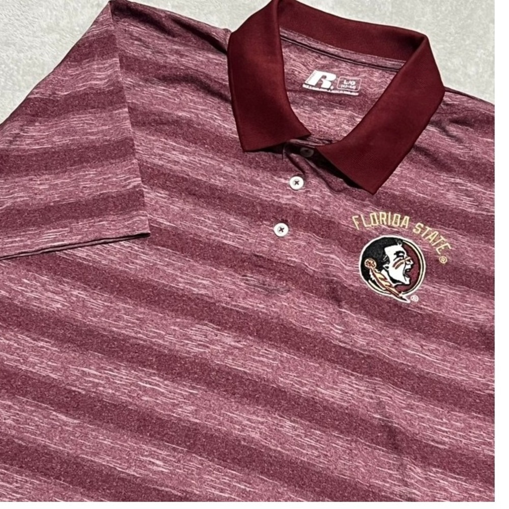 Mens Florida State Seminoles Russell Athletic Striped Polo Shirt Large